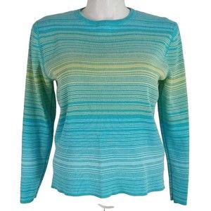 Field Gear Sweater Women L Pull Over‎ Cotton Bright Blue Yellow Stripe Australia
